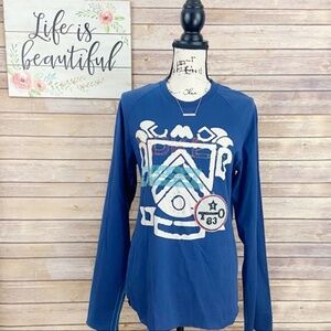 Diesel Blue & White Long Sleeve Graphic Tee Size XXL